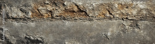 Textured surface of weathered concrete with rust and erosion patterns.