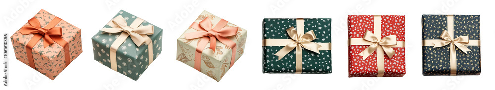 Christmas luxury gift present PNG set, cutout isolated on transparent background Christmas luxury gift present PNG set, cutout isolated on transparent background