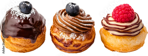 Decadent sweet dessert pastry, enticing bakery set cafe, diverse isolated various different group, delicious collection delectable, homemade fresh indulgent