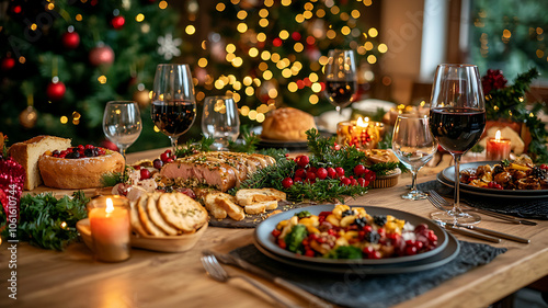 happy family on christmas dinner 