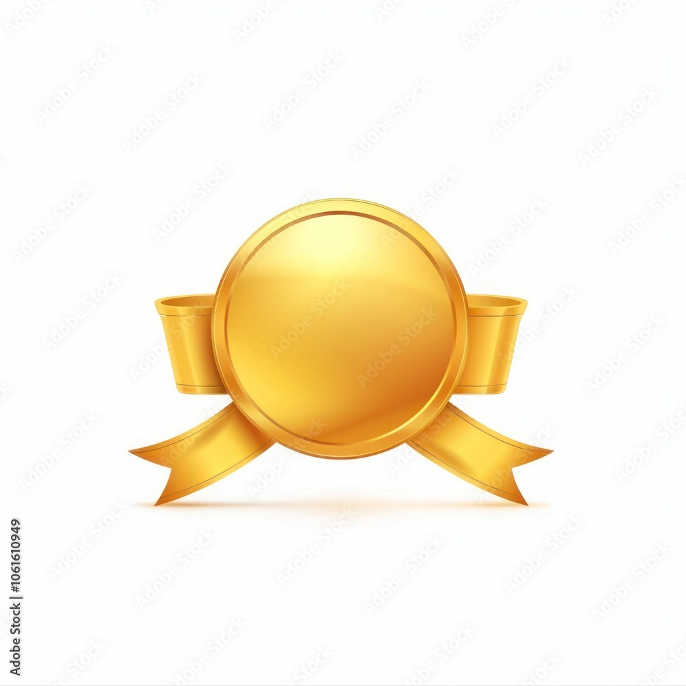 Gradient gold Ribbon award badge icon logo smoke pipe. Gradient gold Ribbon award badge icon logo smoke pipe.