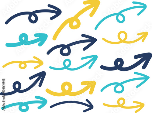 手書きの矢印セット　ベクター hand drawn arrow set.Collection of doodle arrows.
