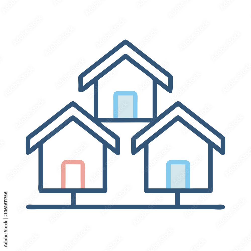 Cluster of houses icon representing community real estate
Cluster of houses icon representing community real estate