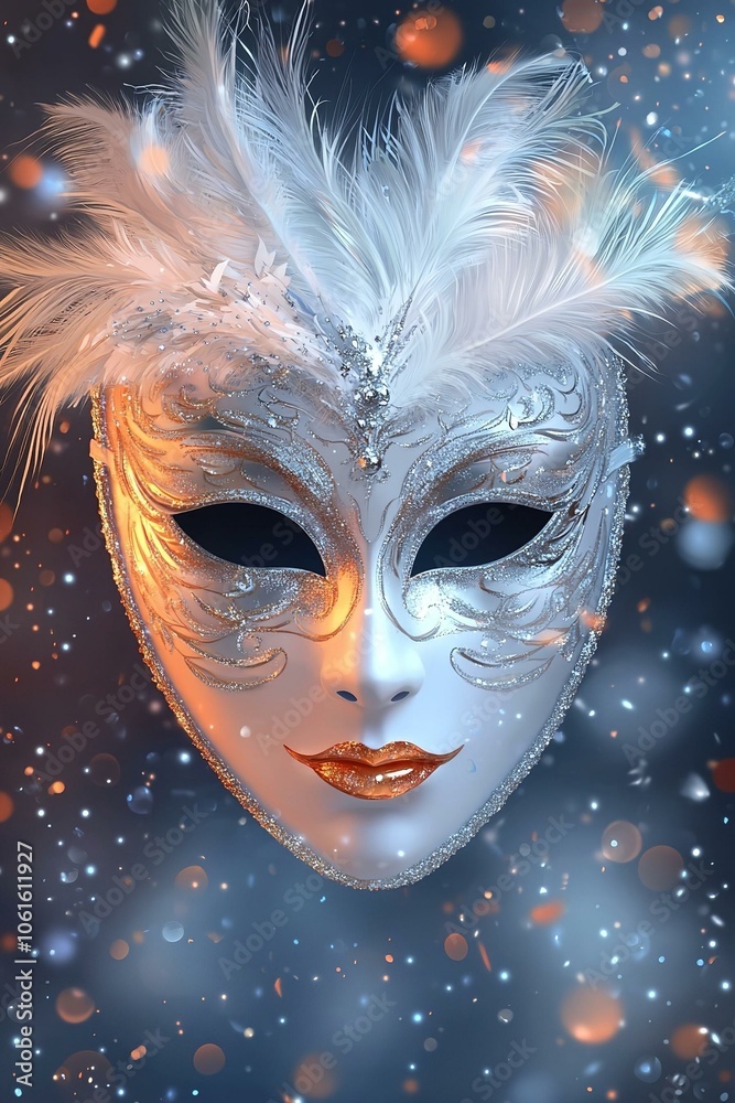 Luxury venetian mask on dark godlen bokeh background. new year and christmas party celebration design banner. Luxury venetian mask on dark godlen bokeh background. new year and christmas party celebration design banner.