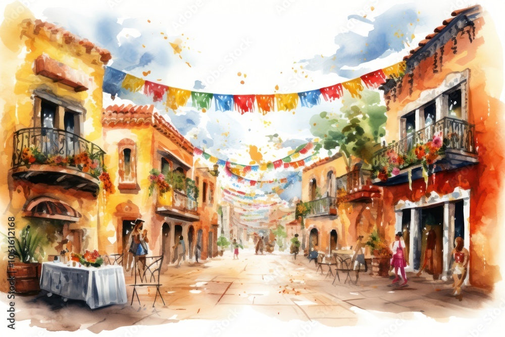 Fototapeta premium Architecture building painting street.