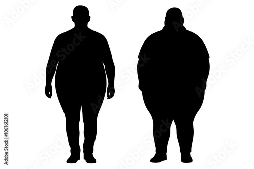 Fat and thin man silhouette vector design.