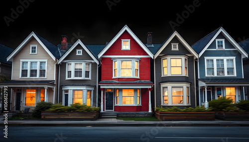 Ghetto House Row isolated with white shades, png