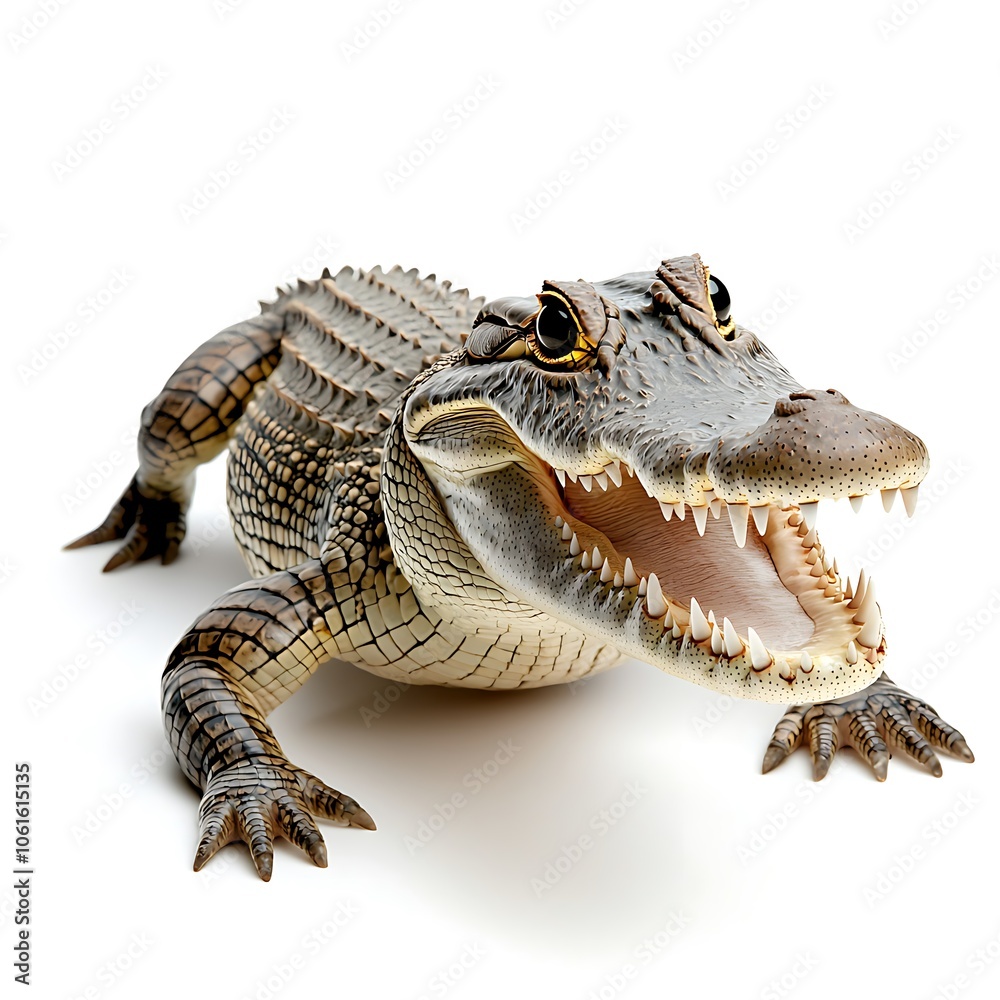 Fototapeta premium Crocodile Isolated on White Background for Stock Use