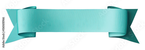 Light Blue Textured Ribbon Banner Isolated on Transparent Background photo