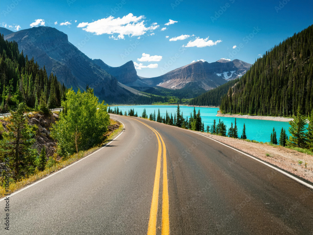 road by tranquil waters road by tranquil waters