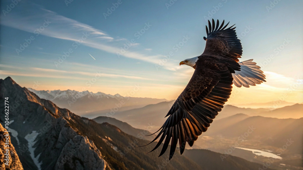 Obraz premium eagle soaring over a mountain range