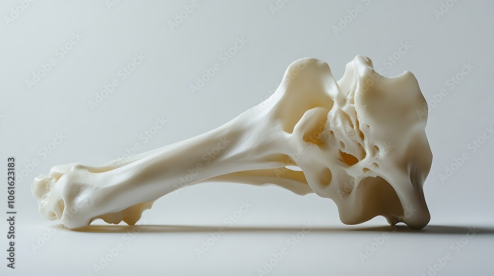 A realistic depiction of a bone, showcasing its intricate structure and texture. A realistic depiction of a bone, showcasing its intricate structure and texture.