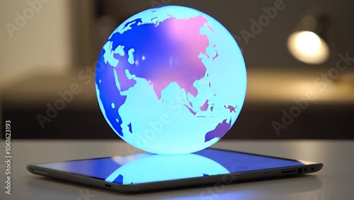 Holographic globe on a digital tablet.