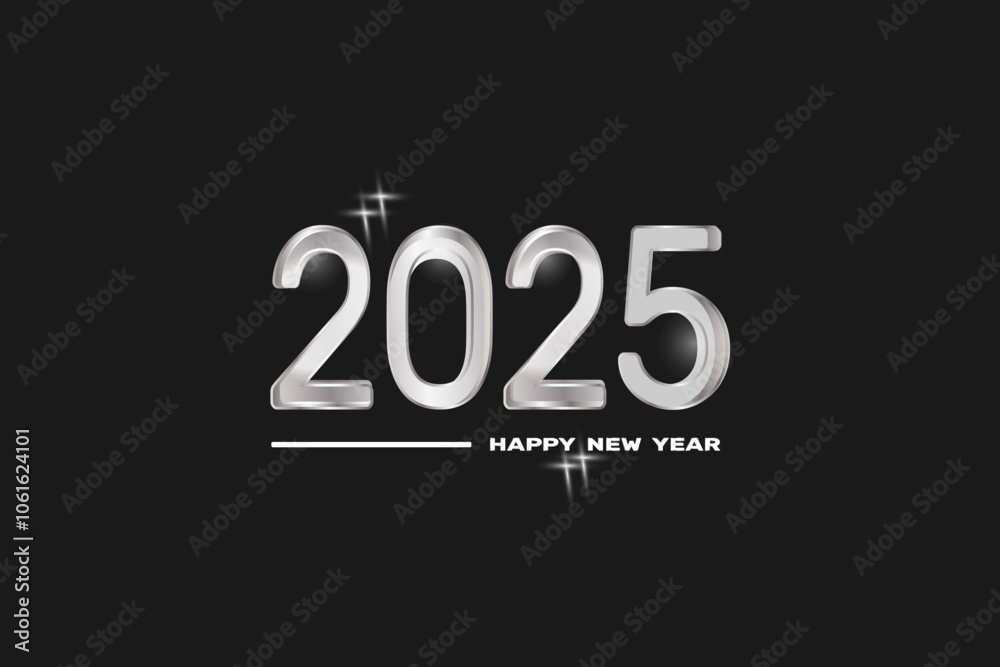 2025 silver 3d number on black background 2025 silver 3d number on black background