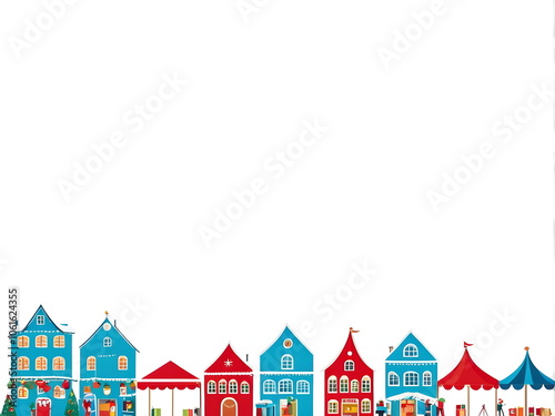 Backdrop with Christmass markets on street