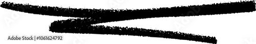 Grungy charcoal scribble underline made with brush stroke 