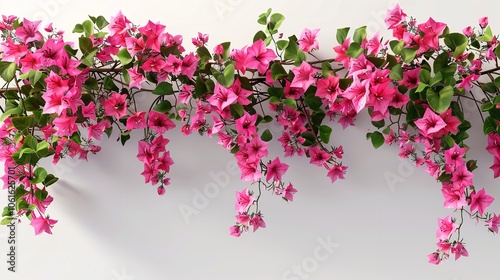 Illustration of Bougainvillea Creeper Border, Isolated on Transparent Background