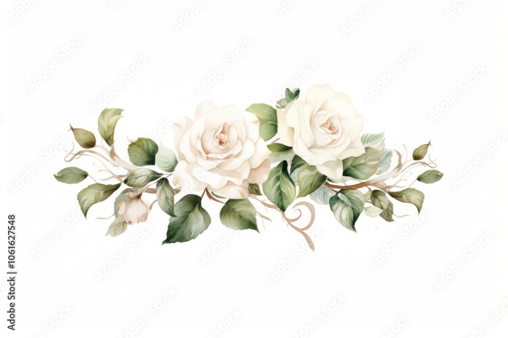 Naklejka premium White roses graphics flower plant.