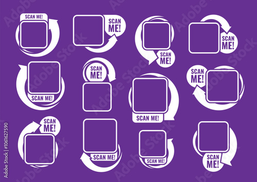 Qr code template set. Scan me icon for payment. QR code mockup Symbol. Vector illustration