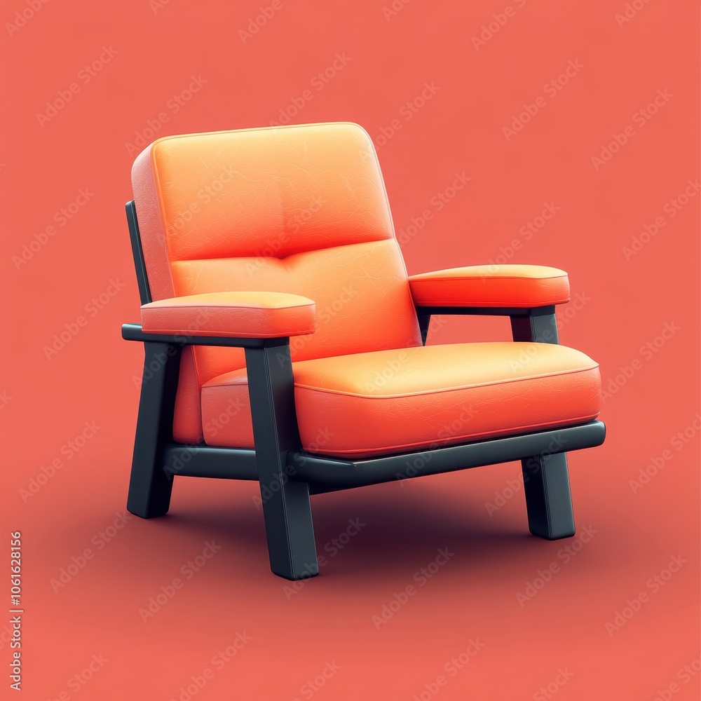Vibrant Retro Armchair: A Pop of Citrus-Hued Comfort Vibrant Retro Armchair: A Pop of Citrus-Hued Comfort