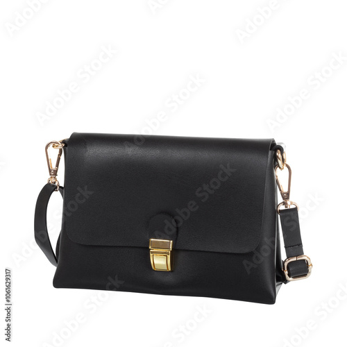 Front view of black Woman clutch bag isolated on transparent background png