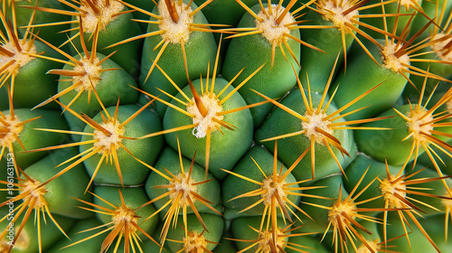 Striking cactus closeup macro, spiny succulent plant pattern exotic, pointed thorn sharp green nature, botanical desert natural, tropical decorative organic