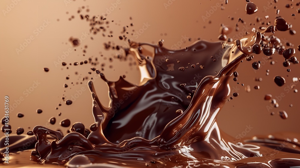 Fototapeta premium Liquid Brown Coffee or Chocolate Swirl with Splash