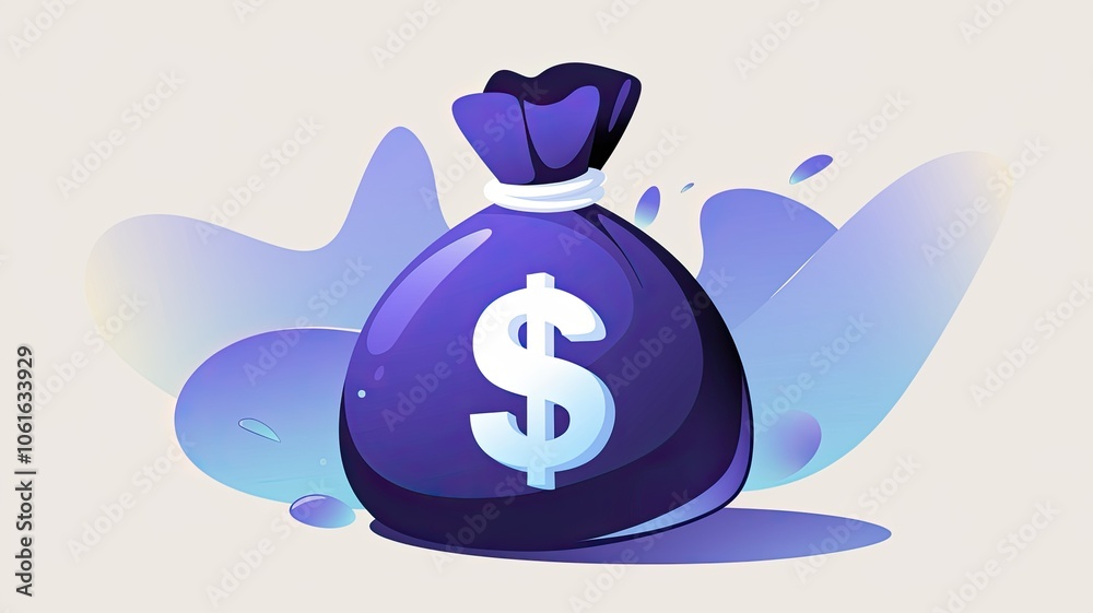 Purple money bag with dollar sign on a white isolated background. Purple money bag with dollar sign on a white isolated background.
