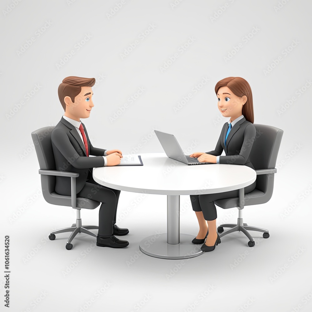 3D cartoon icon of a business partnership 3D cartoon icon of a business partnership