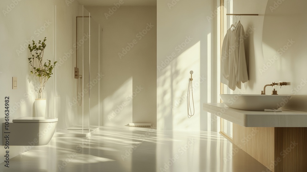 Modern Bathroom Interior Design with Sunlight Modern Bathroom Interior Design with Sunlight