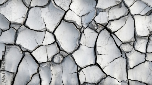 Abstract Cracked Ground Texture: A Ruined Surface, representing fragility, weathering, time, decay, and destruction.