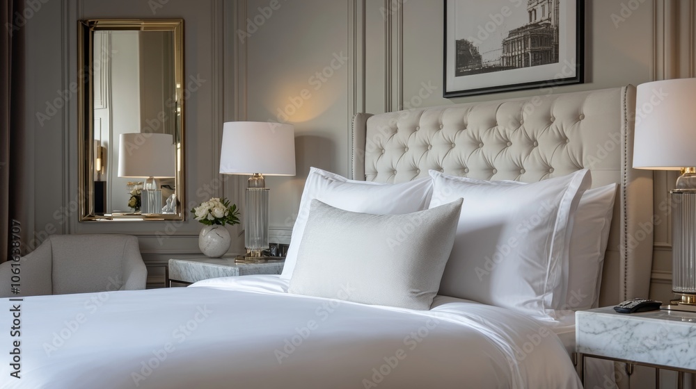 Elegant Hotel Room Interior Design with a Touch of Classic Luxury. Elegant Hotel Room Interior Design with a Touch of Classic Luxury.