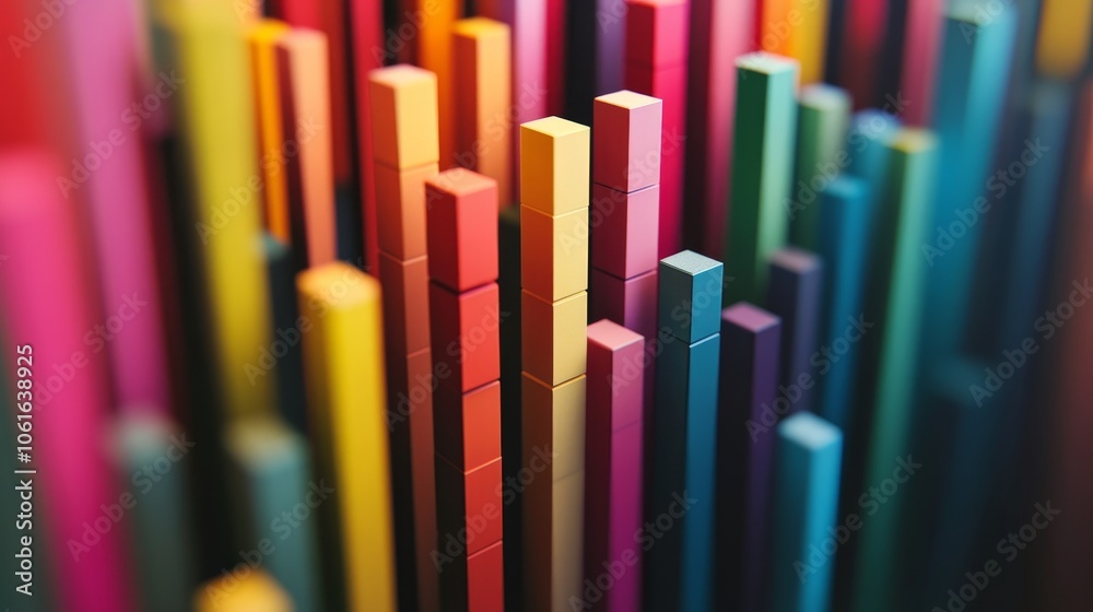 Obraz premium Colorful bar graph representing data visualization, abstract, growth, statistics, analytics.