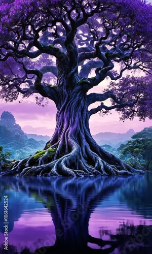 purple s a life forest water glowing pandora avatar beautiful tree illustration tree life water purple glowing forest box fantasy luminescent bioluminescence tranquil relaxation oxygen beautiful photo