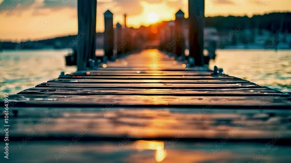 a dock  and  ta dock  and  the water  at sunsethe water  at sunset