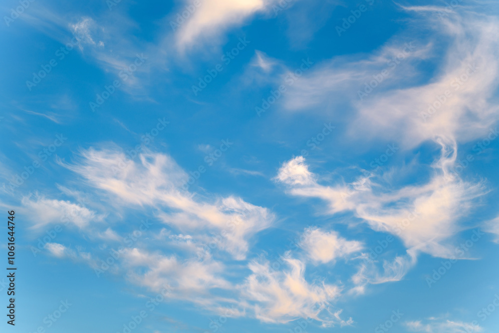 Fototapeta premium Soft Fluffy Clouds on Blue Sky — Horizontal Background for Sky Replacement in Photo Editing