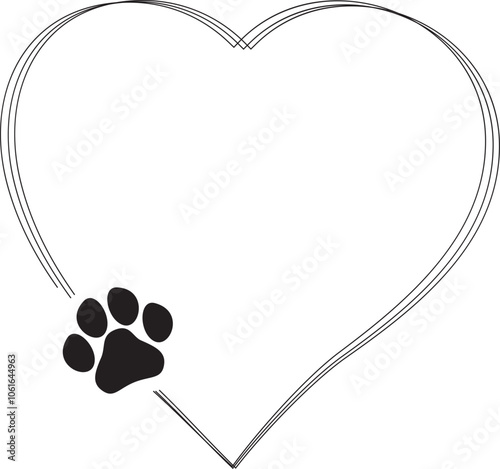 Hand drawn frames with pet footprints. Pet paw quote speech bubble.