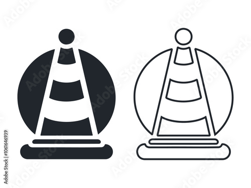 Traffic signal warning cone vector icon design