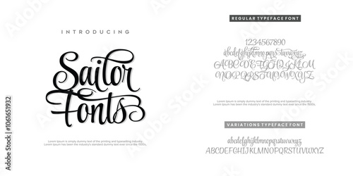 Sailor Fonts Abstract Fashion font alphabet. Minimal modern urban fonts for logo, brand etc. Typography typeface uppercase lowercase and number. vector illustration