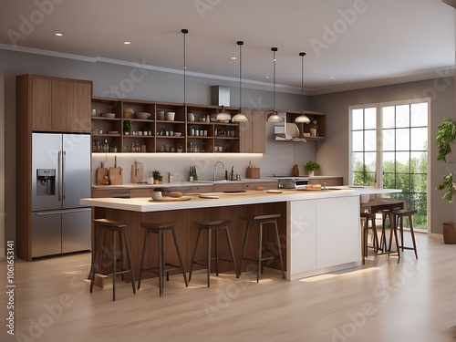 A Home kitchen interior for everyday work and a cooking cabinet in the wonderful image