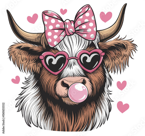 A highly detailed and stylized illustration of a creature that appears to be a mix of a highland cow