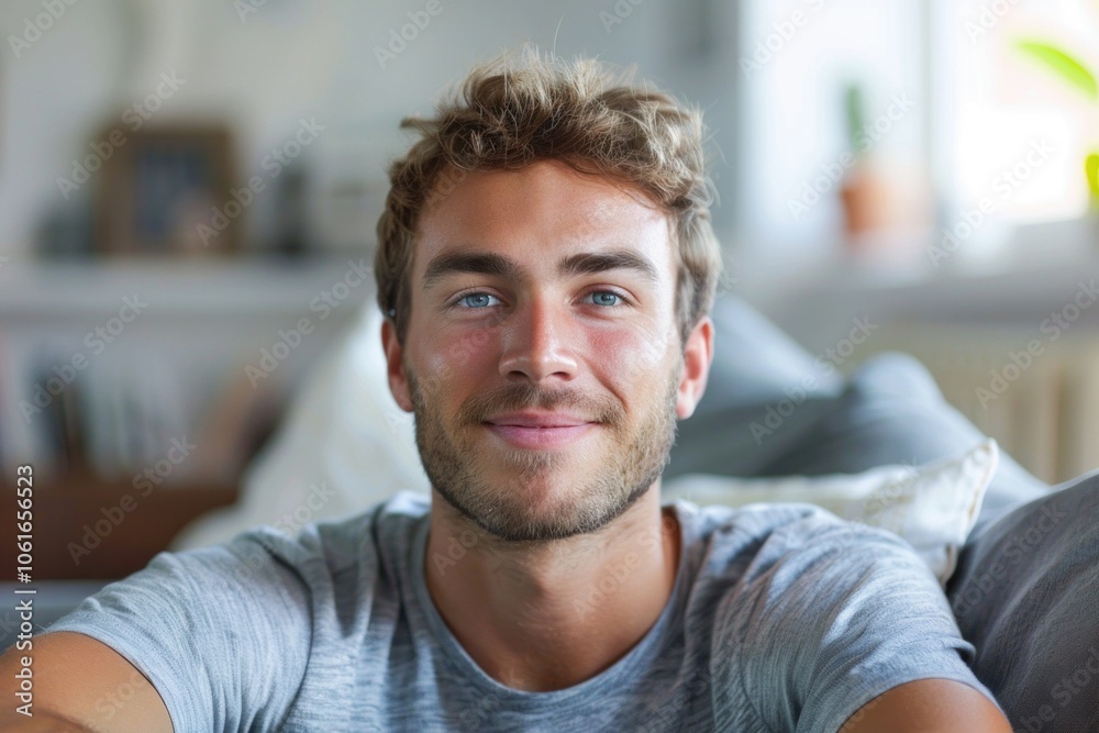 Portrait of a happy young man relaxing at home Portrait of a happy young man relaxing at home
