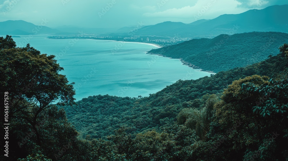 Fototapeta premium A serene lake scene with trees reflecting off the calm water