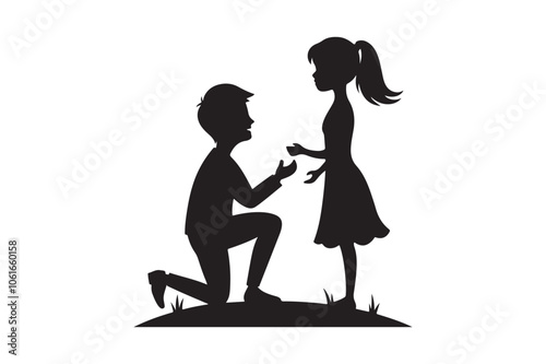 Propose silhouette vector illustration, Propose silhouette, Valentine 