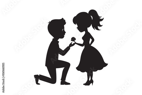 Propose silhouette vector illustration, Propose silhouette, Valentine 