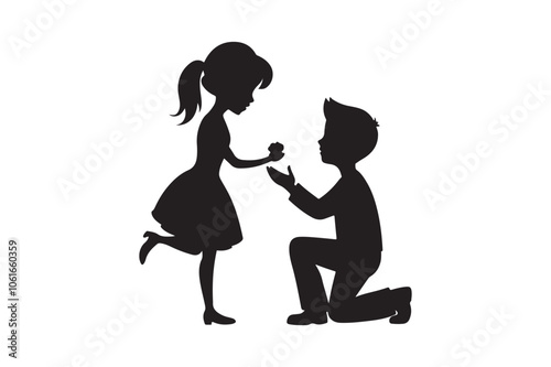 Propose silhouette vector illustration, Propose silhouette, Valentine 