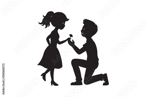 Propose silhouette vector illustration, Propose silhouette, Valentine 