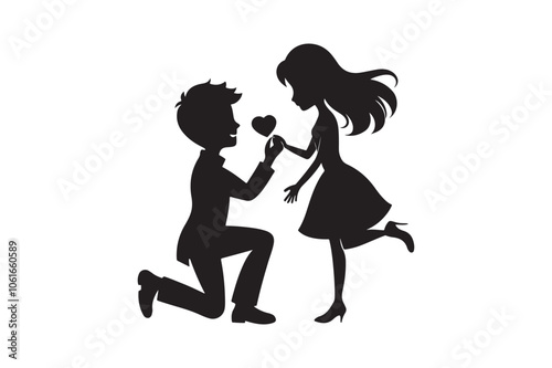 Propose silhouette vector illustration, Propose silhouette, Valentine 