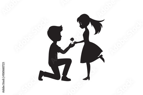 Propose silhouette vector illustration, Propose silhouette, Valentine 