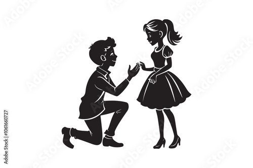 Propose silhouette vector illustration, Propose silhouette, Valentine 